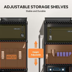 Scaffali in Metallo Ultra Resistenti a 5/4 Ripiani per Cucina/Garage, Capacità 1500/1200 LBS, Ripiani in Rete Regolabili a Doppia Fila, Durevoli - Product Image 6