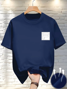 Men's Formal Short Sleeve Casual <b>Shirt</b> Solid Color Front Logo Silk Screen Printed Breathable Cotton Flannel Summer Wear - Product Image 5