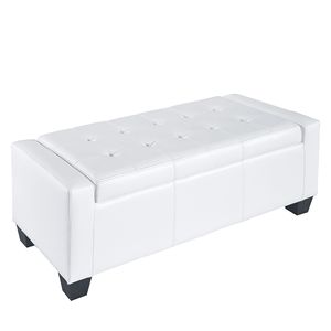 50.5\" White Faux Leather Rectangular Tufted Storage Ottoman <b>Stool</b> for Home <b>Office</b> Living Room Entryway or Bedroom - Product Image 1