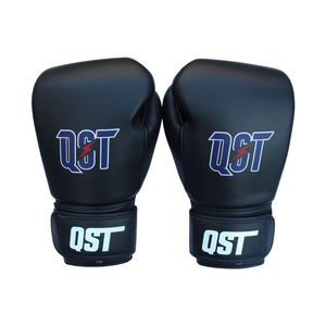 Guantes de Boxeo Profesionales Negros de Piel Sintética Transpirable con Cordones Ajustables para Muay Thai y Kickboxing para Niños y Adultos - Product Image 1