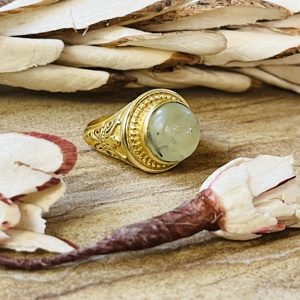 Trendy wholesale Prehnite Brass <b>Ring</b> 18k Gold Plated <b>Statement</b> Bohemian Vintage <b>Ring</b> Handmade <b>Ring</b> For Women Solitaire <b>Ring</b> - Product Image 6