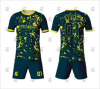Maillot de football personnalisé sublimé vert sarcelle et blanc, col rond, manches courtes, en polyester anti-humidité
