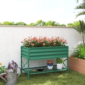 Fioriera Rialzata in Metallo 100x50x25 cm con Gambe, Capacità 140 Litri per Fiori e Verdure, con Foro di Drenaggio - Product Image 2