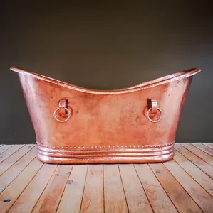 Bañera independiente de cobre con acabado antiguo, ecológica, para un diseño de baño lujoso, hecha a mano, económica. - Product Image 6