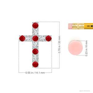 Pendentif croix en or 14 carats serti de rubis rouges de 2 mm (0,27 ct) et de diamants de 0,18 ct, certifié IGI, fait main, cadeau de Noël - Product Image 3