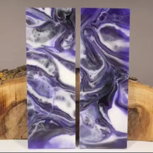 Outils d'artisanat pour manches de couteau en résine époxy artistique, moule en résine à forme irrégulière, motif marbré violet et blanc, technique de moulage artisanal - Product Image 2