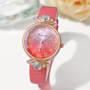 192055 Montre-bracelet pour femmes, mode féminine, couleur bonbon, analogique, cuir PU - Product Image 4