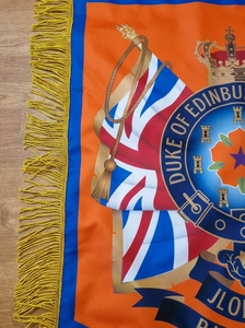 Bandera Conmemorativa del Duque de Edimburgo, Bandera Masónica Personalizada para Logia, Franja Dorada, Azul y Naranja, Estilo Parche de Tela Rectangular, Recuerdo - Product Image 2