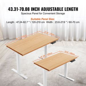 Supporto elettrico a doppio motore struttura da scrivania per Computer 26 \ "-50.8 \" altezza 43.3 \ "-70.1 \" lunghezza Base per Workstation fai da te ergonomica per ufficio - Product Image 3