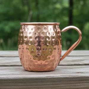 Copper cocktail <b>cup</b> set for oasis celebration drinks hammered finish metal <b>cups</b> durable <b>reusable</b> premium bar mugs - Product Image 5