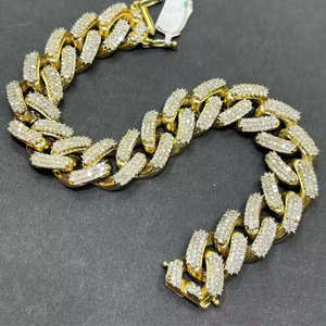 UrbanVrit 925 Sterling Silver Rhodium Plated Iced Cuban Link Bracelet Freshwater Pearl Moissanite Hip Hop Luxury Chain <b>Men</b> Women - Product Image 1