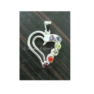 <b>Heart</b> Shape Chakra Pendant Handcrafted <b>Wooden</b> Semi-Precious Stone <b>Crafts</b> Agate Feng Shui Style Carved Engraving Mascot - Product Image 5