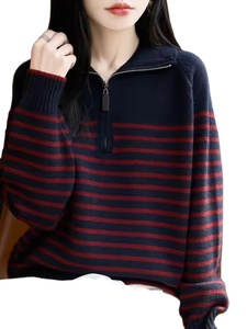 Pull bomber en maille pour homme, fermeture éclair sur le devant, manches longues, couleurs unies, été - Product Image 3