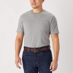 Men's Gray Cotton T-<b>Shirt</b> Regular Fit O-Neck Short Sleeve Casual Solid Color Jersey Knitted Plain Dyed - Product Image 3