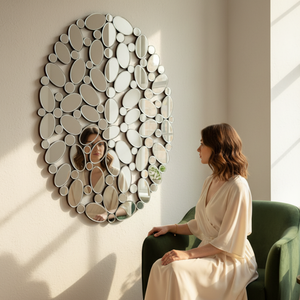 Miroir ovale 44x31 pouces, grand miroir mural, miroir décoratif élégant pour salon, chambre à coucher, salle de bain |   Décoration élégante pour la maison - Product Image 4