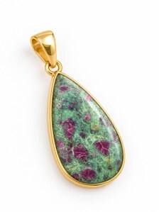 Pendentif en forme de goutte d'eau HA Gems plaqué or, bijoux de fiançailles faits à la main, cadeau pour femmes, rubis zoïsite naturel du Rajasthan - Product Image 3