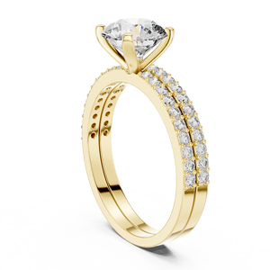 Anillo de Compromiso Solitario Clásico con Corte Redondo de Moissanita en Aleación de Plata de Ley |   Anillo de Novia con Banda Pavé para Mujer - Product Image 5