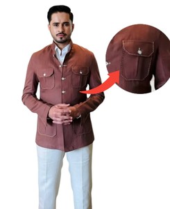Chemise décontractée rose pour homme SRCLOTHARS, inspirée de la chasse, 100 % lin, tissu uni teint, écologique, respirante, confortable toute la journée - Product Image 3
