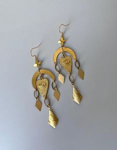 Brass Moon <b>Drops</b> Earring Trendy Bohemian Hoop For Wedding Festive Party Custom Latest Women Ethnic Fashion Jewelry Statement - Product Image 5