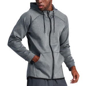 Sudadera con Capucha Gris de Alta Calidad para Hombre, Diseño con Cierre Completo, Estilo Deportivo, Logotipo Frontal, Chaqueta para Senderismo y Running - Product Image 1