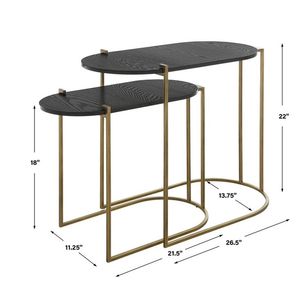 <b>Nesting</b> <b>Tables</b> Set of 3 Modern Round Design Powder Coated Metal Extendable the METAL WAVE for Royal Luxury Living Room Glass Top - Product Image 5