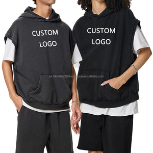 High Quality Streetwear Clothing Tank Top 350g 100% Cotton Oversized <b>Sleeveless</b> <b>Hoodies</b> Acid Washed Tank Top for Men - Product Image 5