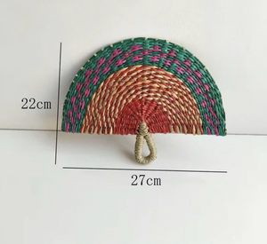 Handcrafted Seagrass <b>Hand</b> <b>Fan</b> Vietnam Natural Fiber Cooling Accessory Festival Decor Gift Item - Product Image 6