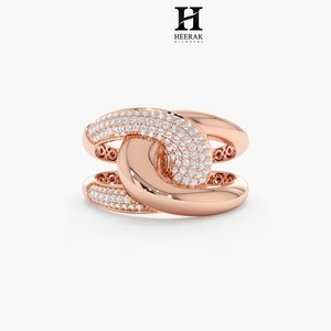 Luxury Lab Grown Diamond Knotted Dome <b>Ring</b> 14K <b>Gold</b> Interlocking Statement Band VVS EF Certified Micro-Pavé Bold <b>Cocktail</b> <b>Ring</b> - Product Image 4