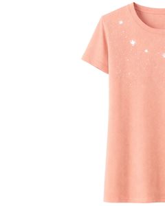 Camiseta de Algodón Personalizada para Mujer con Estampado de Estrella de Diamantes de Imitación, Manga Corta, Cuello Redondo, Top Casual de Moda para Mujer, Diseño OEM Personalizado - Product Image 2