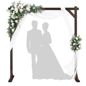 7.2ft Natural Wooden Wedding Arch Dark Brown Flower Arch <b>Backdrop</b> <b>Stand</b> for Event Decoration - Product Image 3