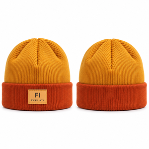 Gorros de punto acanalado al por mayor con logo personalizado, gorro de invierno de dos tonos con dobladillo, gorro cálido elástico estilo streetwear unisex, sombrero moderno, proveedor de EE. UU. - Product Image 4