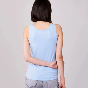 Women Solid Color Knitted Sleeveless <b>Tank</b> <b>Top</b> Scoop <b>Neck</b> Breathable Casual Wear - Product Image 2