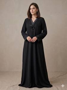 Abaya Larga Floral para Mujer, Hecha a Mano, Transpirable, Antiarrugas, con Frente Abierto, Largo hasta el Suelo, Modesta, para Bodas, Eid, Ramadán - Product Image 6