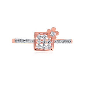 <b>Daisy</b> Planter Diamond Ring Designer Blossom Diamond Ring Square Motif 14K Rose Gold Fashion Fine Jewelry Manufacturer - Product Image 2