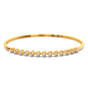 Brazalete de Diamantes con Corazones Entrelazados, Banda Delgada de Oro Amarillo y Diseño Frontal de Corazones Abiertos Repetidos - Product Image 2