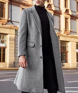 Abrigo largo para hombre, gabardina extragrande hasta el suelo, ropa de abrigo cálida para invierno, gabardina lisa, tejida, cortavientos, de lana, transpirable - Product Image 3