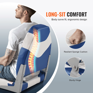 Sedile per Barca con Schienale Alto 21.85 Pollici, Imbottitura in Spugna Spessa, Sedia da Capitano Pieghevole con Cerniera, Accessori Marini - Sedili Pieghevoli Durevoli per Imbarcazioni - Product Image 3