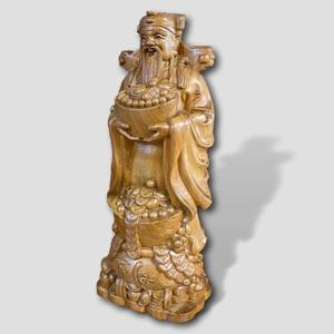 Handcrafted Rosewood Wealth Deity <b>Statue</b> Traditional Feng Shui Wooden Sculpture for Home Business Decoration - Product Image 3