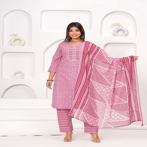Pink Printed <b>Kurta</b> Pant Dupatta Set for <b>Women</b> | Ethnic Wear Straight V- Neck Kurti with Designer Dupatta - Product Image 1