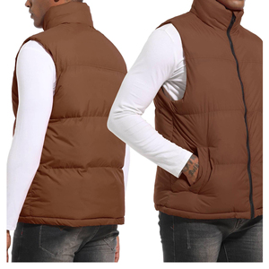 Chaleco cálido con cuello alto, grueso, cortavientos, para hombre, tipo burbuja, sin mangas, ajustado, de forro polar completo - Product Image 4