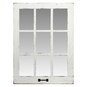 Decoración de Pared Estilo Rústico, Paneles de Espejo con Diseño de Ventana, Acabado Desgastado, Madera Reciclada Ecológica, Mesa Consola para Pasillo - Product Image 1