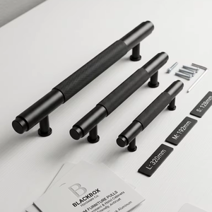 Tiradores de aluminio negro mate para gabinetes – Tiradores modernos para cajones de cocina y muebles, herrajes duraderos y resistentes a la corrosión - Product Image 1