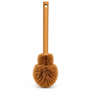 Brosse de toilette en microfibres entièrement naturelles avec manche en bois, écologique pour le nettoyage des salles de bain domestiques et hôtelières - Product Image 1
