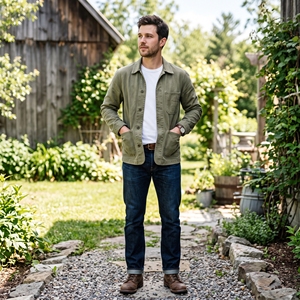 Veste de travail décontractée en jean délavé pour homme, collection automne, style utilitaire, OEM ODM, vente en gros, personnalisation du logo, faible MOQ - Product Image 5