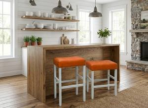 Juego de 2 Taburetes de Bar y Barra de Cocina de Cuero PU, Juego de Taburetes Tapizados en Cuero PU con Madera Maciza, Altura de Barra y Cocina - Product Image 4