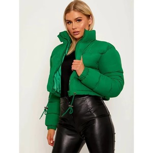 Women's Cropped Puffer Jacket Winter Down <b>Coat</b> Zip Up Short Outerwear <b>Stand</b> Collar Padded Streetwear - Product Image 4