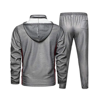 Ensemble de survêtement athlétique décontracté pour homme en polyester écologique, gris et bordeaux, avec blocs de couleur et fermeture éclair intégrale