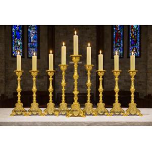 Ensemble de 3 base trépied gaufré bougeoir église autel bougeoir église religieuse mariage décor centres de table - Product Image 4