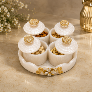 Luxury Resin Classic Party Condiment <b>Jar</b> Set Moisture Proof Food <b>Storage</b> Flip Top Lids Tray White Gold <b>Kitchen</b> Canister Set - Product Image 1