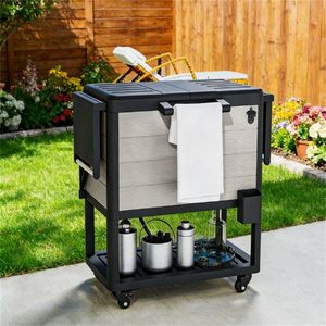 Congelatore mobile grigio per esterni con ruote per secchiello ghiaccio - Product Image 1